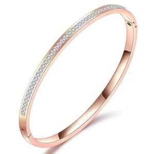 Anti Tarnish Jewellery |  Gold Plated Stainless Steel Openable Crystal Bracelet | Latest Stylish Cuff Bangle | Love Friendship Couples Gifts for Women Girls Mother Sister Wife Girlfriend
