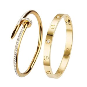 Anti Tarnish Stylish Adjustable Bracelet for Girls Gold Kada for Women Accessories Anti Tarnish Jewellery Stainless Steel Cuff Bracelet gifts Combo